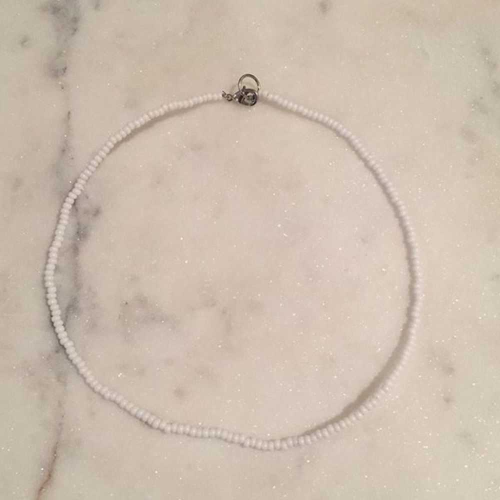 white beaded necklace